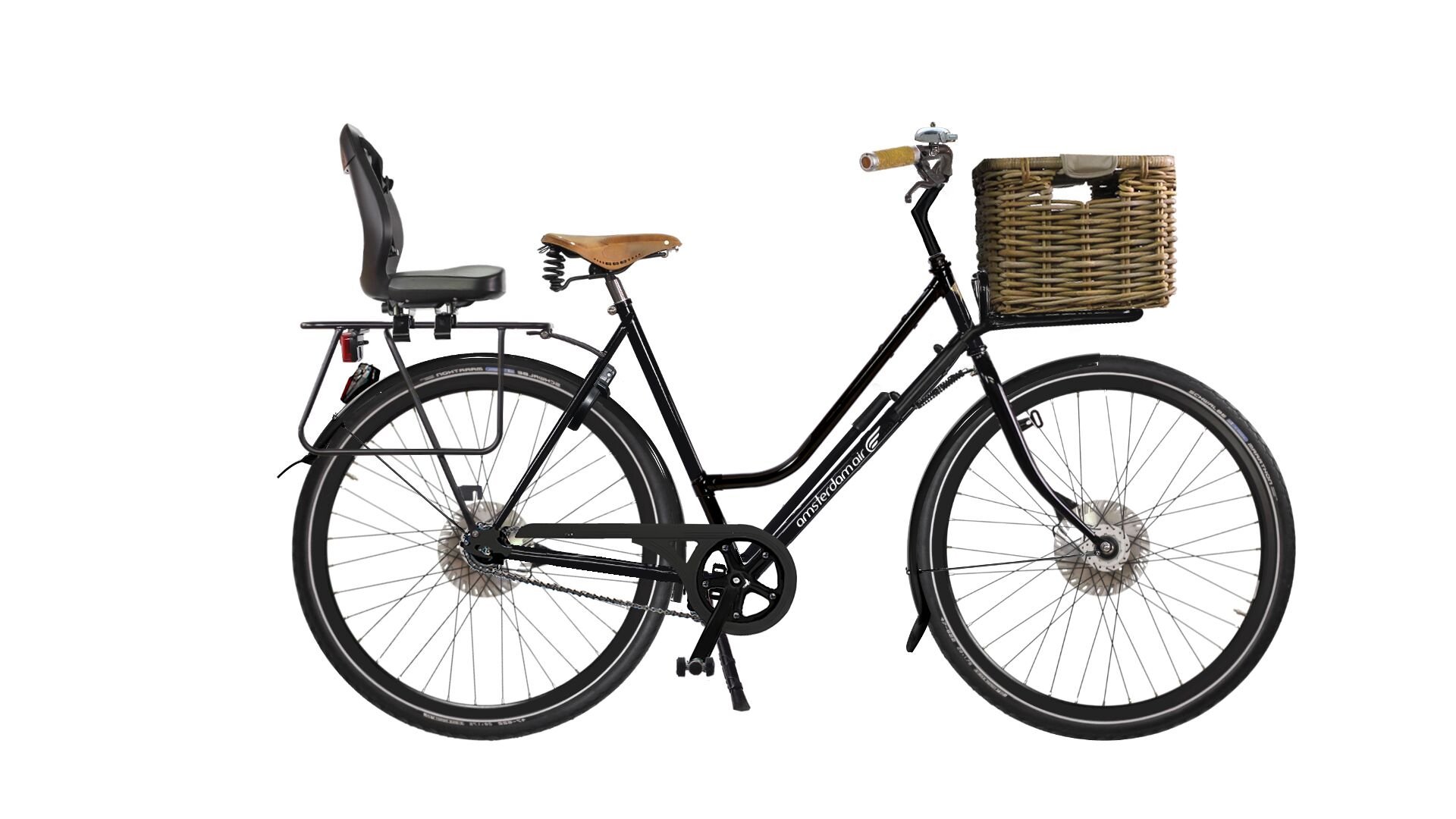 Street Low Premium avec porte-bagage pick-up à l'avant, porte-bagage Yepp à l'arrière, selle Brooks et pneus Marathon Plus