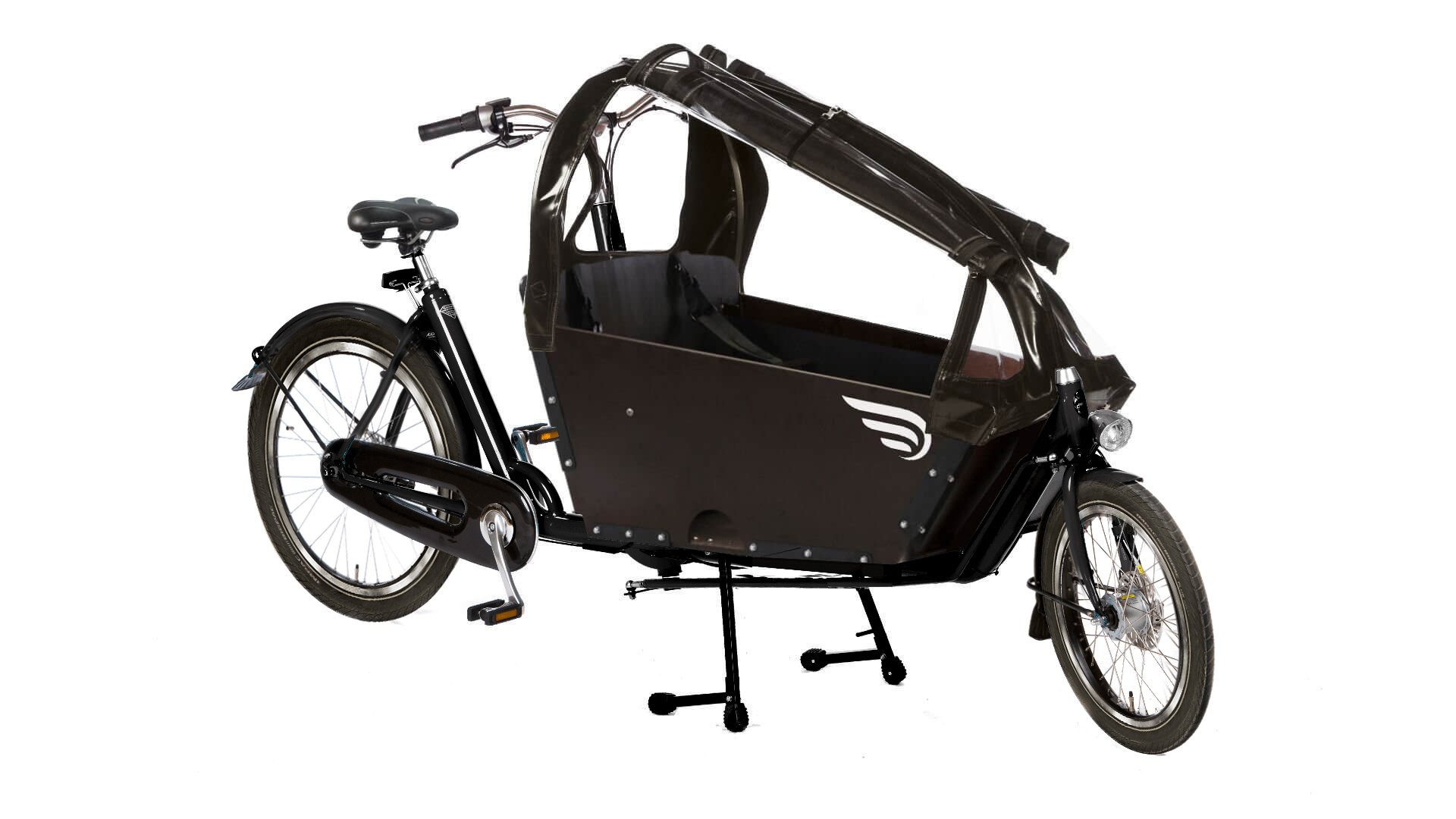 Biporteur avec selle Brooks et protection pluie en PVC noir