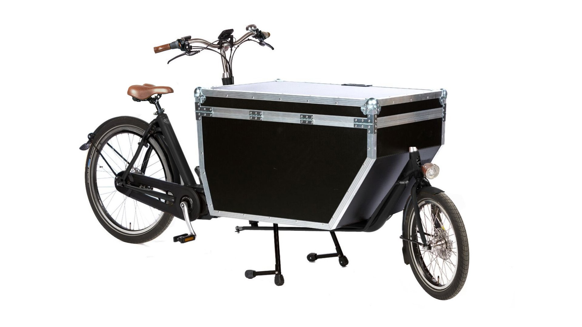 Biporteur livreur Bakfiets avec Flightcase et assistance pédalier Shimano
