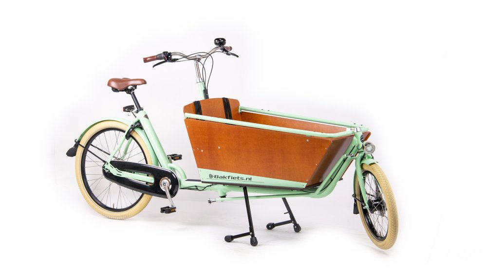 Le biporteur Bakfiets Confort avec un cadre couleur crème