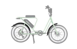 Les garde-boue montés sur un Bolide V2 avec pneus urbain flancs blancs et cadre vert pastel