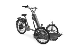 Triporteur pour transporter un fauteuil roulant avec cadre gris anthracite