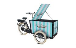 Le triporteur publicitaire Amsterdam Air eDrive avec coffre personnalisé