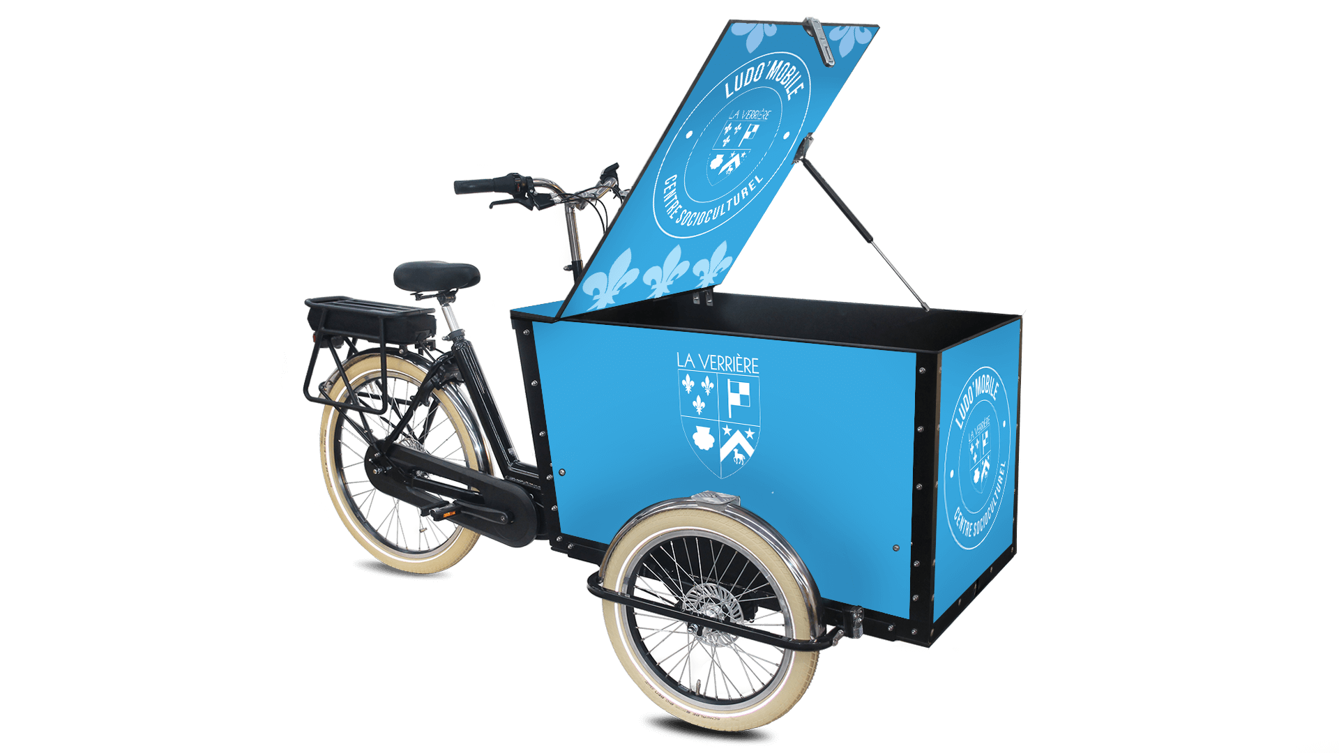 Le triporteur publicitaire Amsterdam Air eDrive avec coffre personnalisé