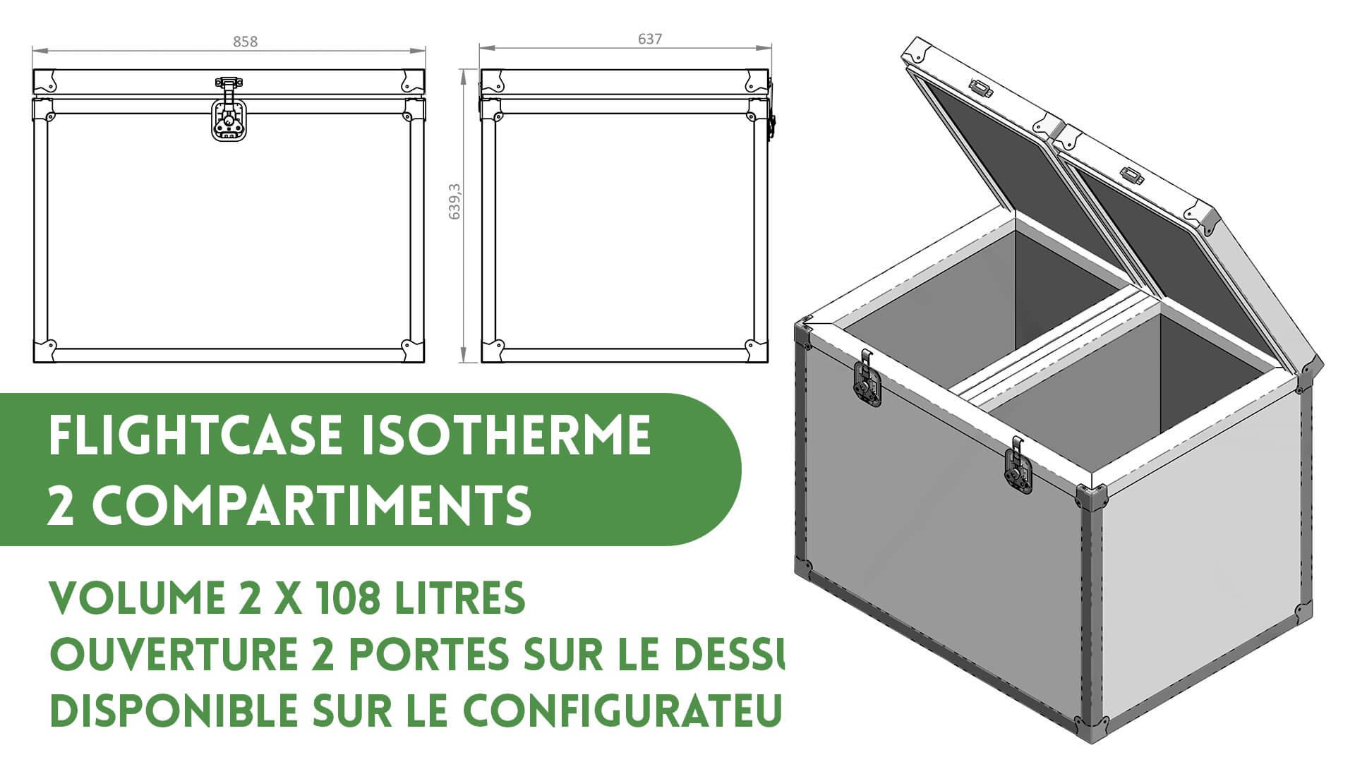 Specs et dimensions du coffre isotherme 2 x 108 litres (sur configurateur)