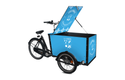 Le triporteur publicitaire Amsterdam Air eDrive avec coffre personnalisé