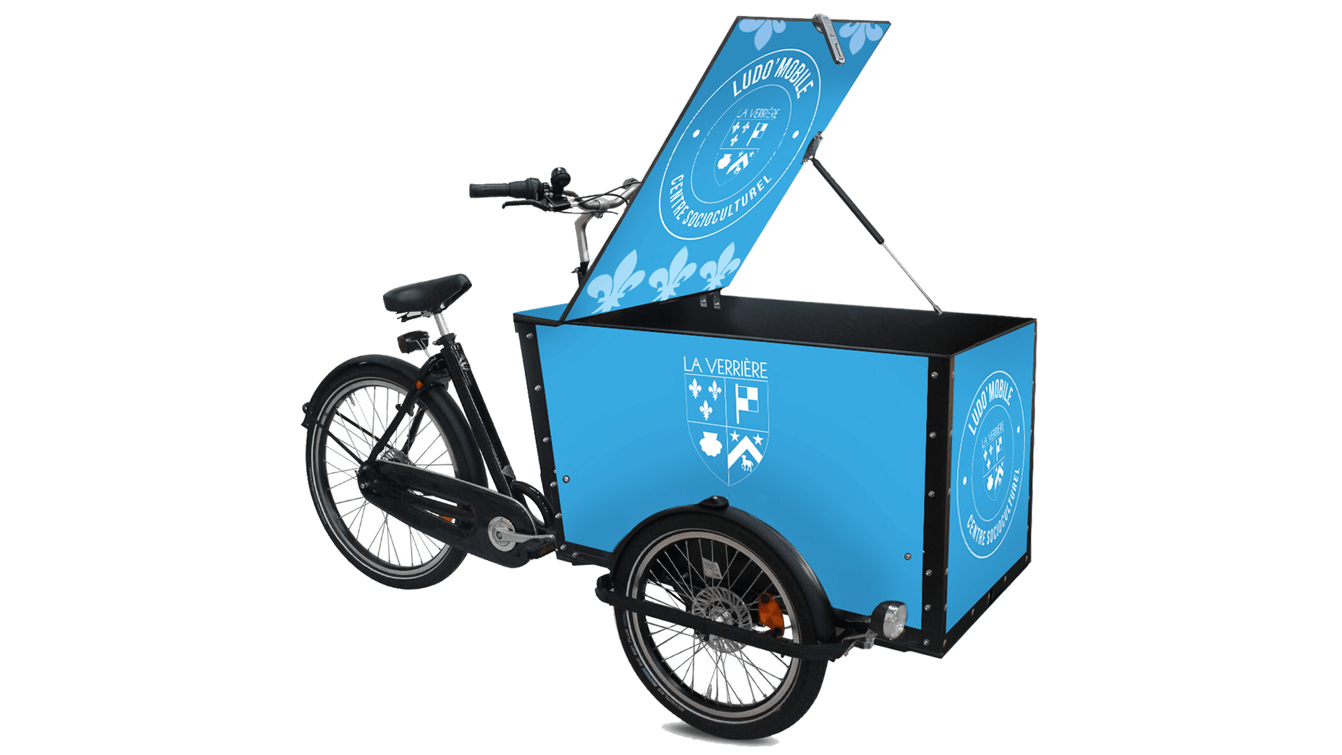 Le triporteur publicitaire Amsterdam Air eDrive avec coffre personnalisé