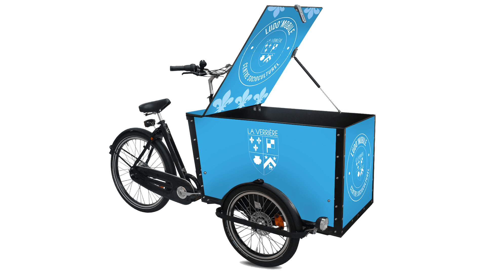 Le triporteur publicitaire Amsterdam Air eDrive avec coffre personnalisé