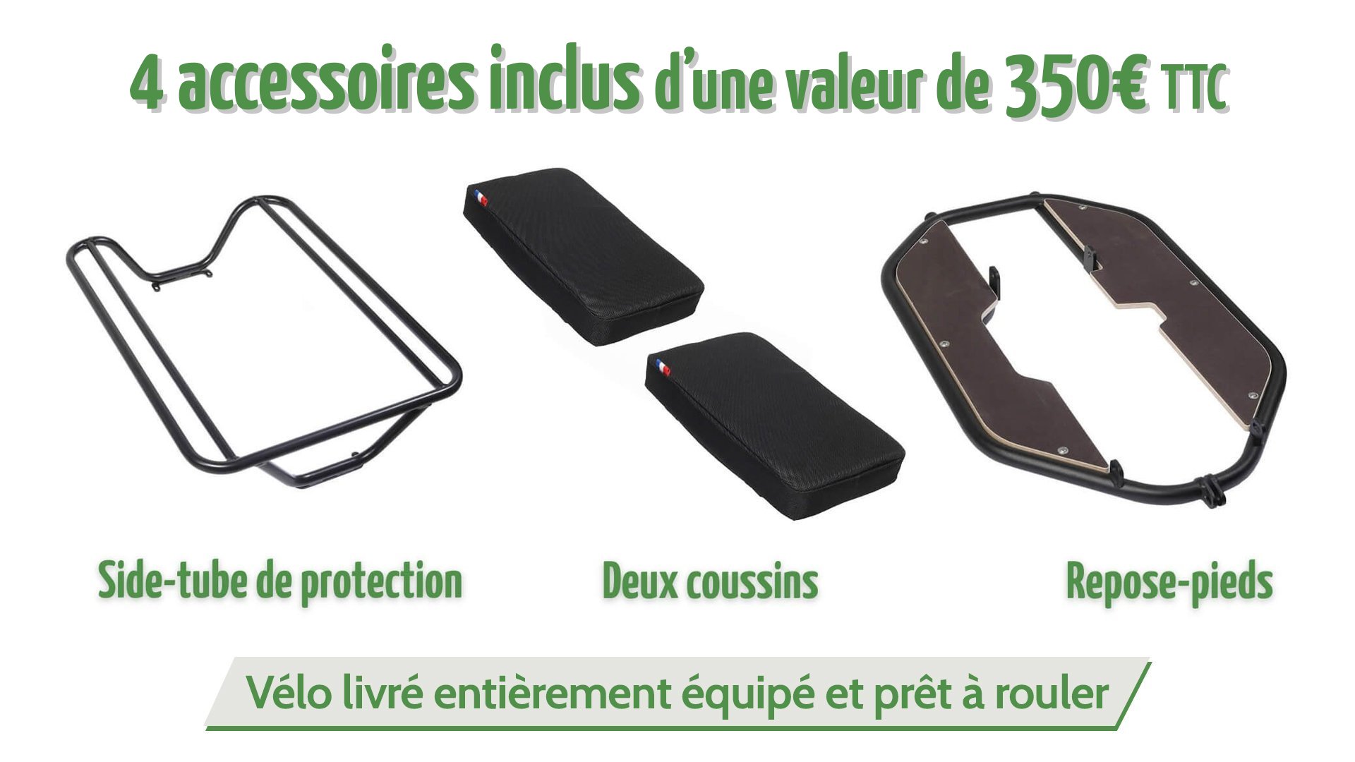 Les quatre accessoires inclus dans le pack Family