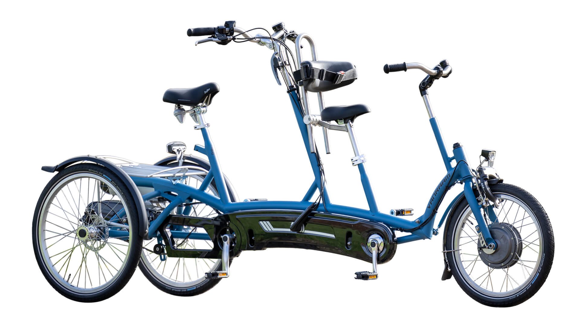Tandem tricycle électrique enfant devant Kivo Plus de vanRaam