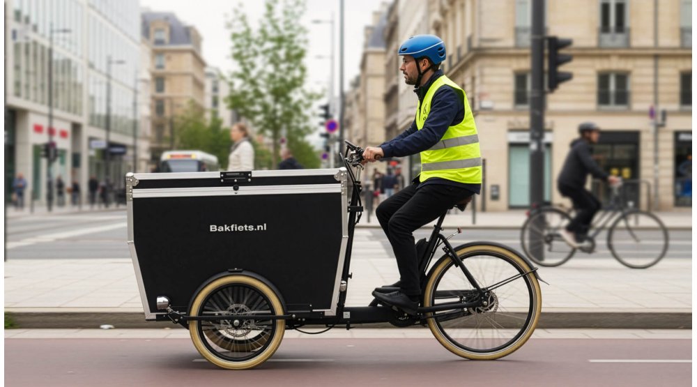Triporteur électrique Bakfiets Flightcase assistance pédalier Shimano