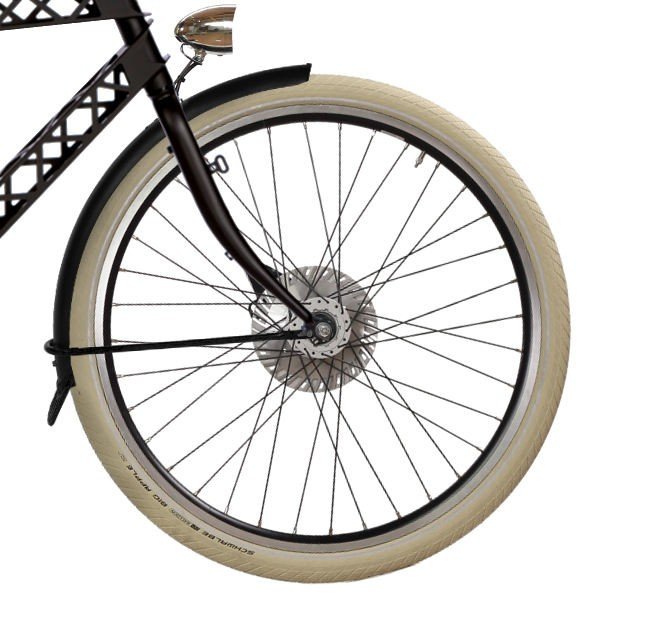 Roue avant avec jante double paroi noire,moyeu dynamo pour frein roller