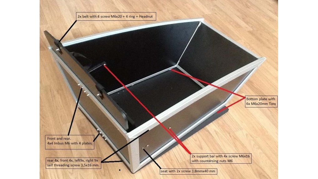 Coffre noir cadre alu pour biporteur Bakfiets.nl long