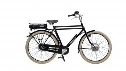 Vélo électrique  Amsterdam Air homme double barre Legend Premium avec batterie dans le porte-bagage arrière
