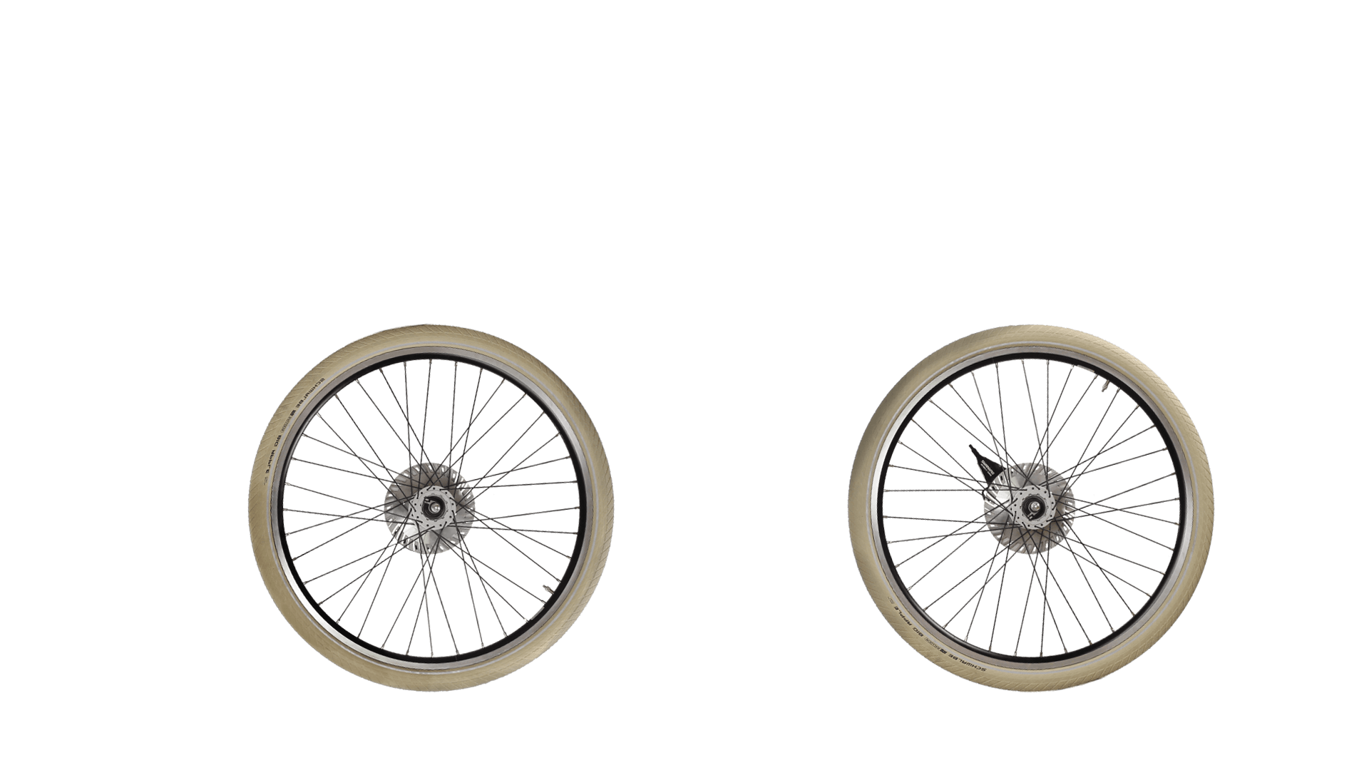 Pneus ballons Schwalbe crème.