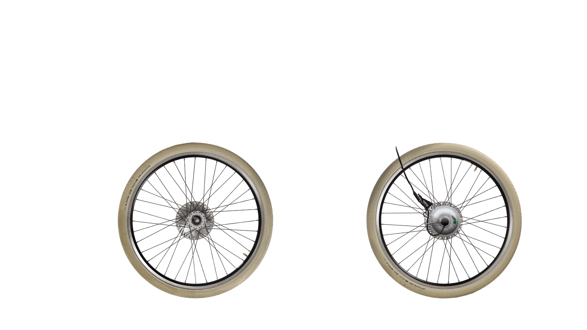 Pneus ballons Schwalbe crème.