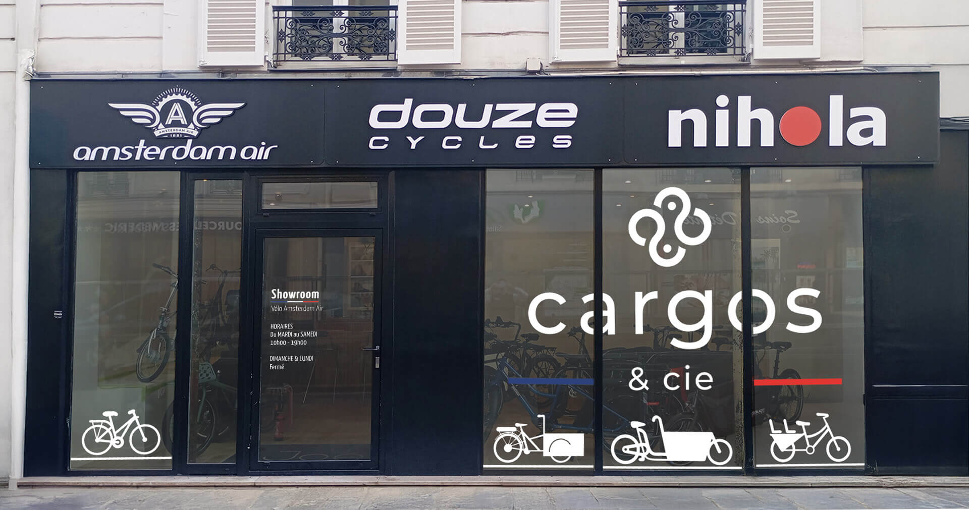 La façade du showroom vélo Amsterdam Air à Paris